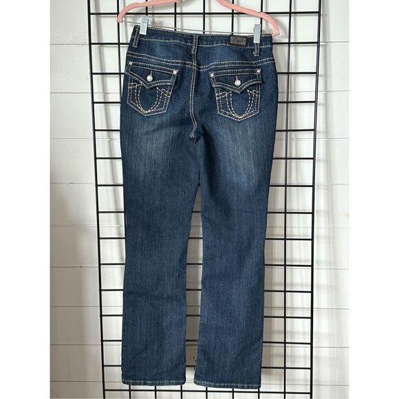 Vintage Earl Jean Denim Low Rise Boot Cut Y2K Rhinestone Stitching sz 4 - Picture 6 of 13